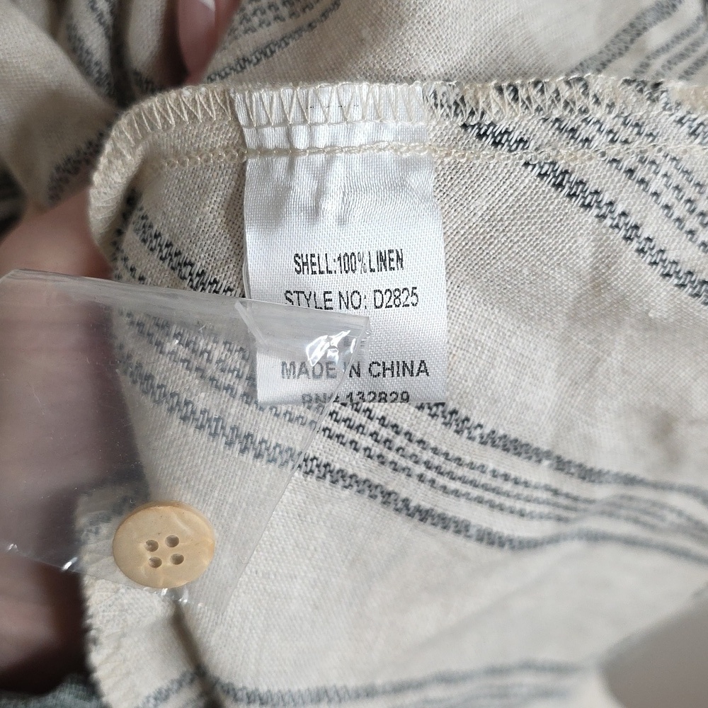 Miou Muse Linen Striped Button-Up Dress with Belt NWOT Large - Picture 5 of 6